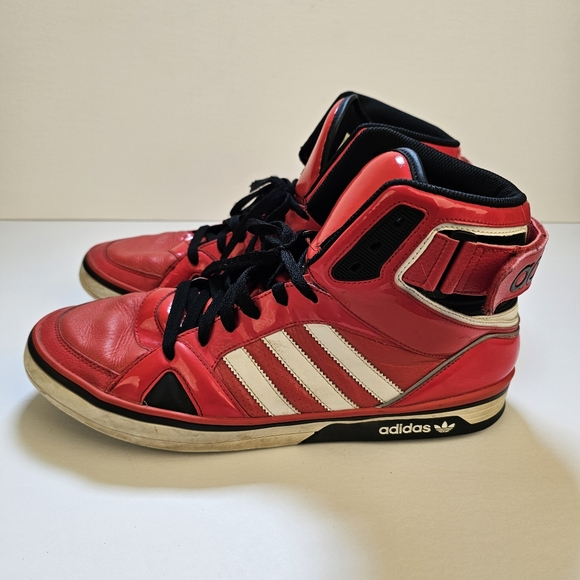 Adidas og red and white leather men high top sneakers shoes size 12 US - Picture 3 of 9
